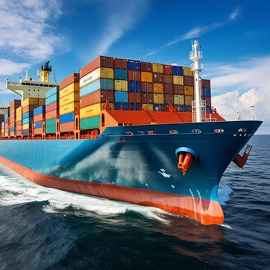 Container ship at sea